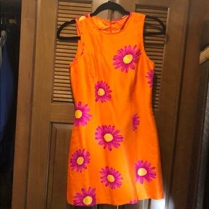 Sue Wong size P floral pink orange daisy dress